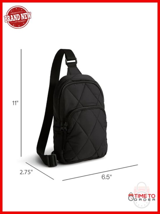 Featherweight Diamond-Quilted Water-Resistant Nylon Sling Backpack Crossbody